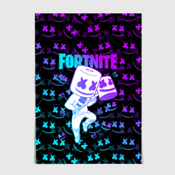 Постер Fortnite Marshmello neon Фортнайт