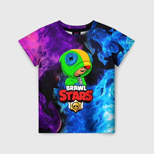 Детская футболка с принтом Brawl Stars Leon Леон, вид спереди №1