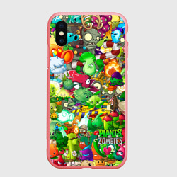 Чехол для iPhone XS Max матовый Plants vs Zombies