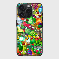 Чехол силиконовый для Apple iPhone 15 Pro матовый Plants vs Zombies