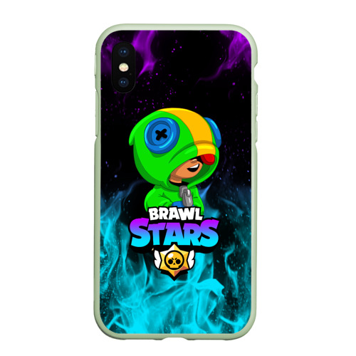 Чехол для iPhone XS Max матовый Brawl Stars Leon Леон, цвет салатовый