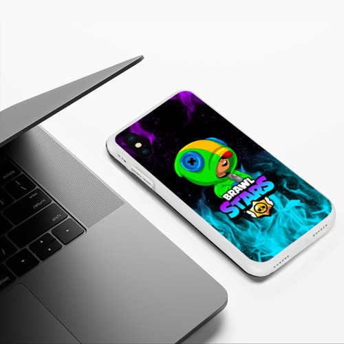 Чехол для iPhone XS Max матовый Brawl Stars Leon Леон - фото 5