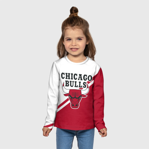 Детский лонгслив 3D Chicago Bulls Red-White, цвет 3D печать - фото 5