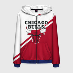 Мужская толстовка 3D на молнии Chicago Bulls Red-White