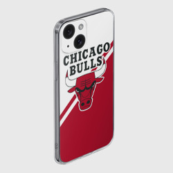 Чехол для iPhone 15 силиконовый с защитой камеры Chicago Bulls Red-White - фото 2