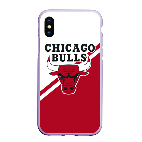 Чехол для iPhone XS Max матовый Chicago Bulls Red-White, цвет светло-сиреневый