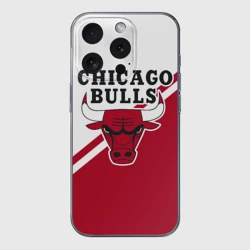 Чехол для iPhone 15 Pro Max силиконовый с защитой камеры Chicago Bulls Red-White
