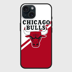 Чехол силиконовый для Apple iPhone 15 матовый Chicago Bulls Red-White