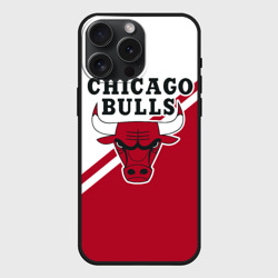 Чехол силиконовый для Apple iPhone 15 Pro Мax матовый Chicago Bulls Red-White