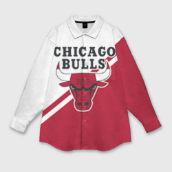 Мужская рубашка oversize 3D Chicago Bulls Red-White