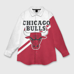 Женская рубашка oversize 3D Chicago Bulls Red-White