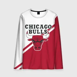Мужской лонгслив 3D Chicago Bulls Red-White