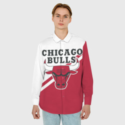 Мужская рубашка oversize 3D Chicago Bulls Red-White - фото 2