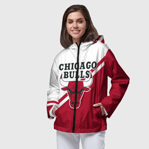 Женская ветровка 3D Chicago Bulls Red-White, цвет черный - фото 4