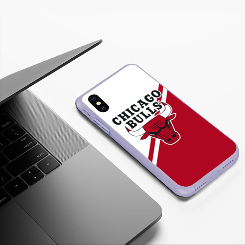 Чехол для iPhone XS Max матовый Chicago Bulls Red-White, цвет светло-сиреневый - фото 5