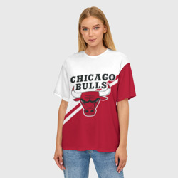 Женская футболка oversize 3D Chicago Bulls Red-White - фото 2
