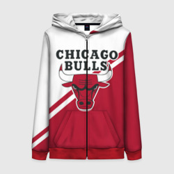 Женская толстовка 3D на молнии Chicago Bulls Red-White