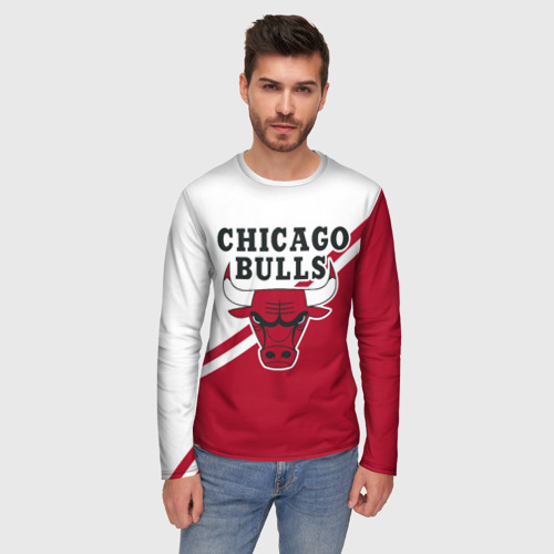 Мужской лонгслив 3D Chicago Bulls Red-White, цвет 3D печать - фото 3