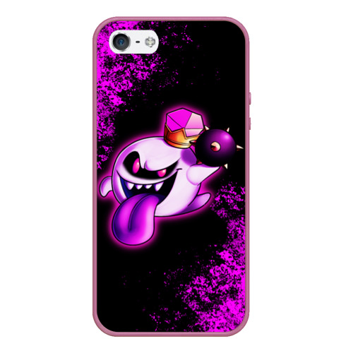 Чехол для iPhone 5/5S матовый Luigi's Mansion, цвет розовый