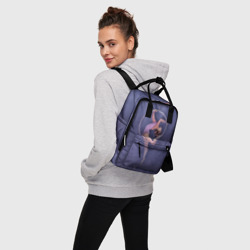 Рюкзак с принтом Воздушная гимнастка для женщины, вид на модели спереди №3. Цвет основы: белый