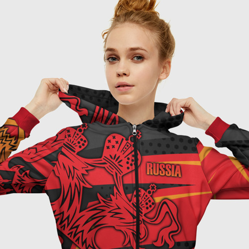 Женская толстовка 3D на молнии RUSSIA Sports Uniform, цвет красный - фото 5