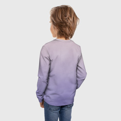 Лонгслив с принтом Гимнастка на полотне для ребенка, вид на модели сзади №2. Цвет основы: белый
