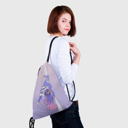 Рюкзак с принтом Гимнастка на полотне для любого человека, вид спереди №4. Цвет основы: белый
