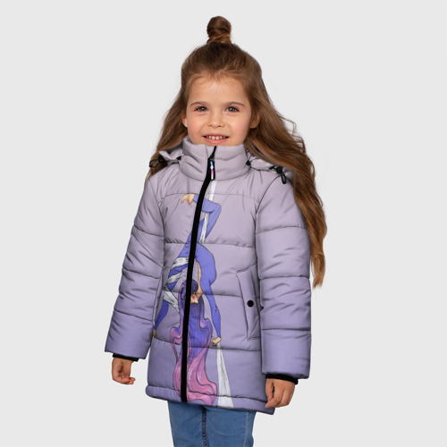Зимняя куртка для девочек 3D Гимнастка на полотне, цвет черный - фото 3