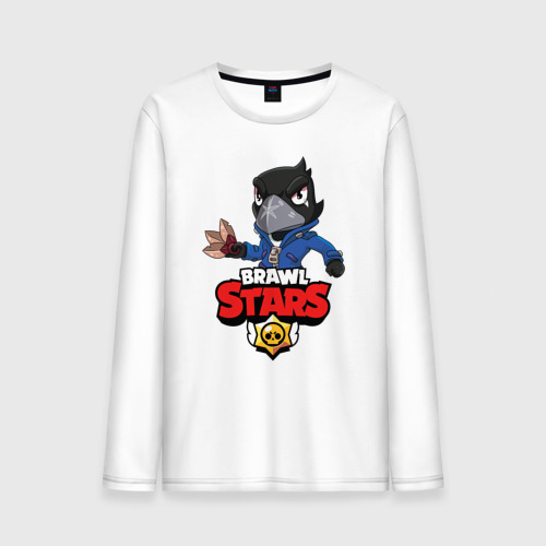 Мужской лонгслив хлопок Brawl Stars crow, цвет белый