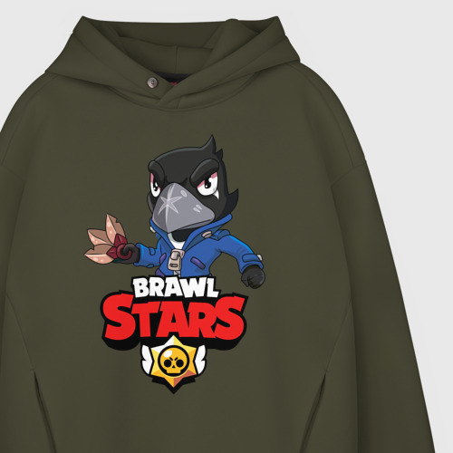 Мужское худи Oversize хлопок Brawl Stars crow, цвет хаки - фото 4