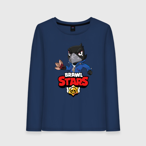 Женский лонгслив хлопок Brawl Stars crow, цвет темно-синий