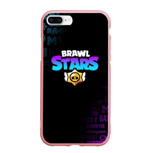 Чехол для iPhone 7Plus/8 Plus матовый Brawl Stars neon Бравл старс неон, цвет баблгам