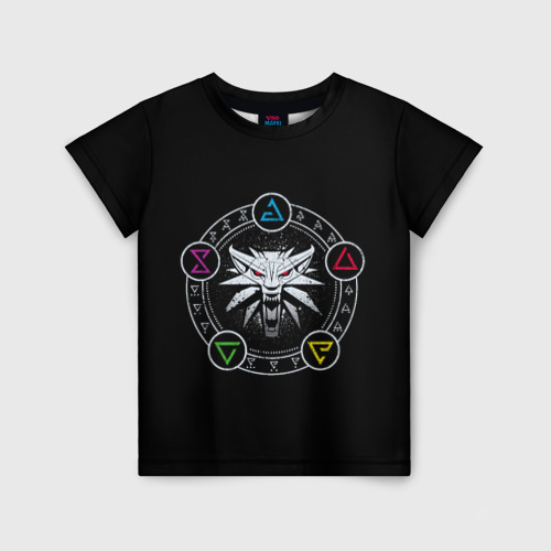 Детская футболка 3D с принтом Ведьмачьи Знаки, вид спереди #2