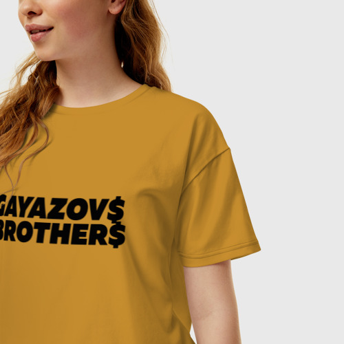 Женская футболка хлопок Oversize с принтом Gayazov$ Brother$, фото на моделе #1