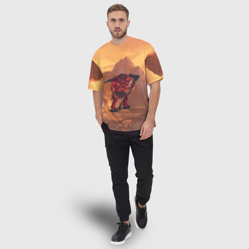 Мужская футболка oversize 3D Сэр Троглодит - Демон, инферно, цвет 3D печать - фото 5