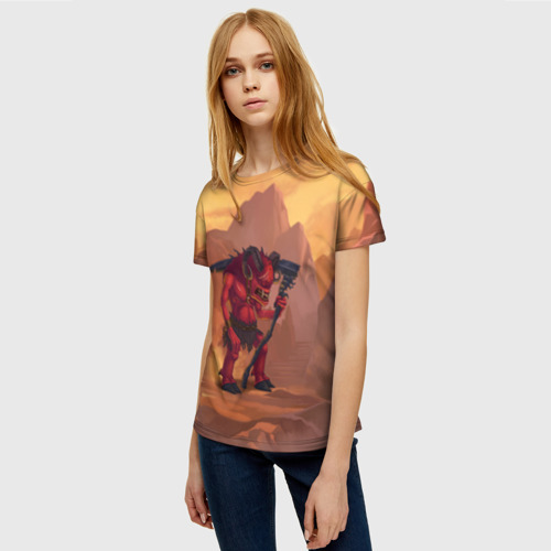 Женская футболка 3D Сэр Троглодит - Демон, инферно, цвет 3D печать - фото 3