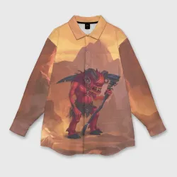 Женская рубашка oversize 3D Сэр Троглодит - Демон, инферно