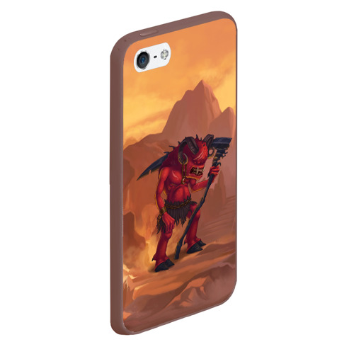 Чехол для iPhone 5/5S матовый Сэр Троглодит - Демон, инферно, цвет коричневый - фото 3