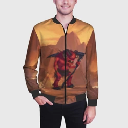 Мужской бомбер 3D Сэр Троглодит - Демон, текст - фото 2