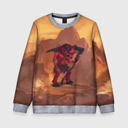 Детский свитшот 3D Сэр Троглодит - Демон, текст