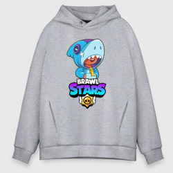 Мужское худи Oversize хлопок Brawl Stars Leon shark