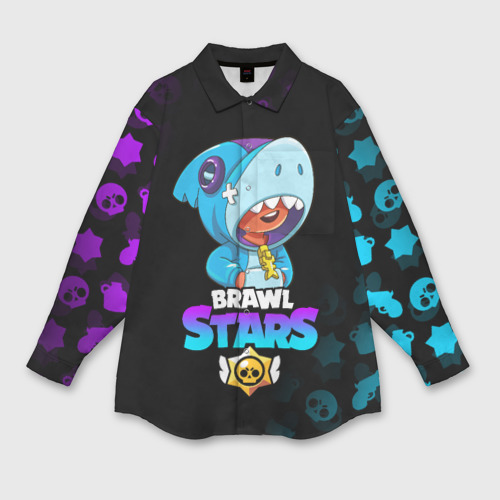 Женская рубашка oversize 3D с принтом Brawl Stars Leon shark, вид спереди #2
