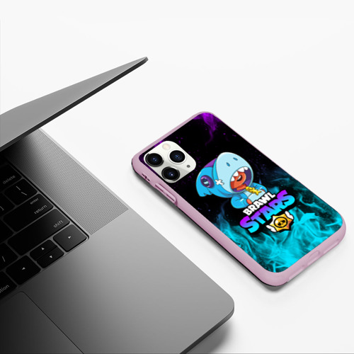 Чехол для iPhone 11 Pro матовый Brawl Stars Leon shark Леон акула, цвет розовый - фото 5