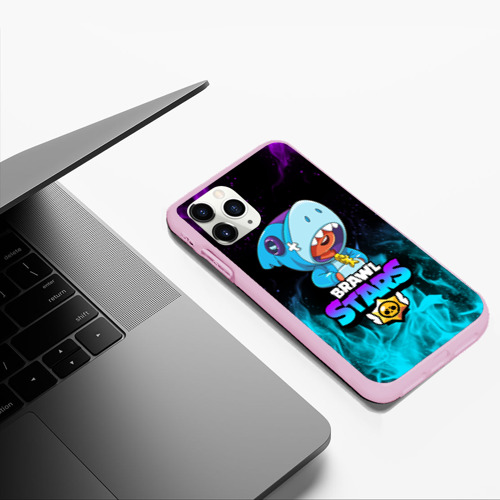 Чехол для iPhone 11 Pro Max матовый Brawl Stars Leon shark Леон акула, цвет розовый - фото 5