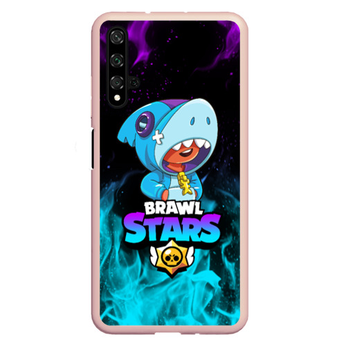 Чехол для Honor 20 Brawl Stars Leon shark Леон акула, цвет светло-розовый