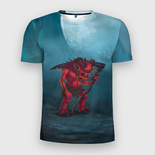 Мужская футболка 3D Slim Сэр Троглодит - Демон, болото