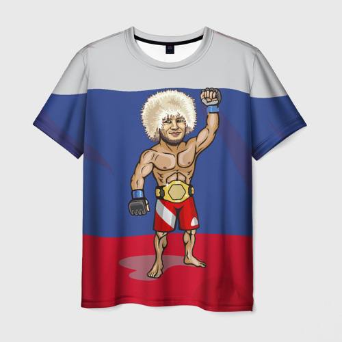 Мужская футболка 3D с принтом Хабиб   Нурмагомедов, вид спереди #2