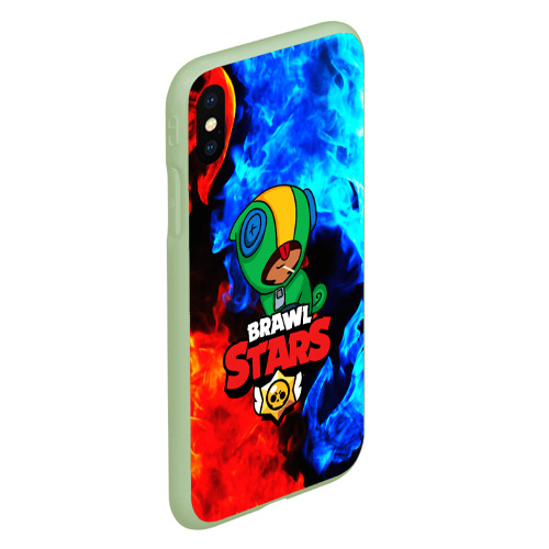 Чехол для iPhone XS Max матовый Brawl Stars Leon, цвет салатовый - фото 3