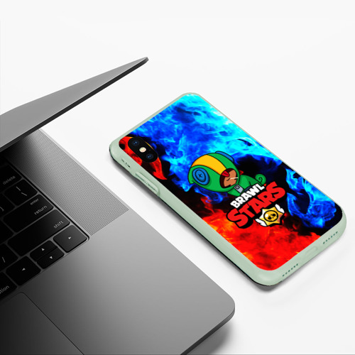 Чехол для iPhone XS Max матовый Brawl Stars Leon, цвет салатовый - фото 5