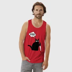 Мужская майка хлопок Кот с ножом - фото 2